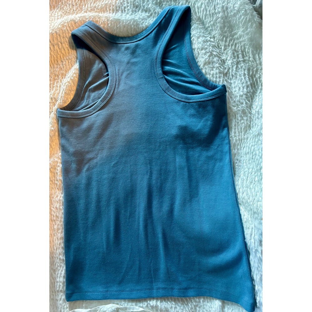 Duluth Trading Co Womens Blue Ribbed No-Yank Tank Top with Shelf Bra Size M - Picture 3 of 5